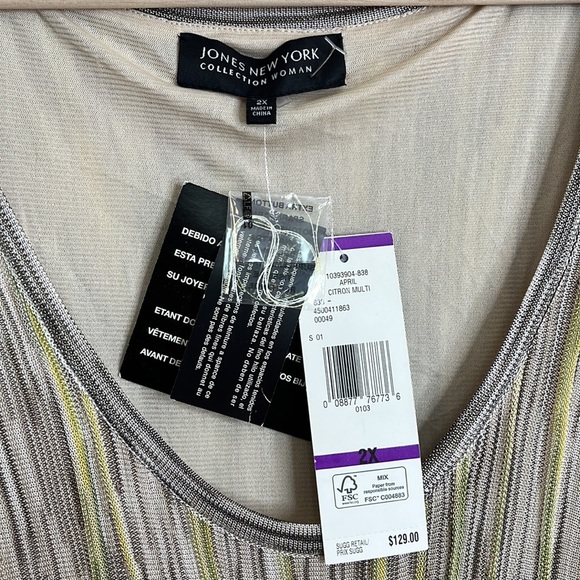 NWT Jones New York Womens Multicolor Knit Stretch Sleeveless Maxi Dress 2X PLUS - Picture 3 of 6